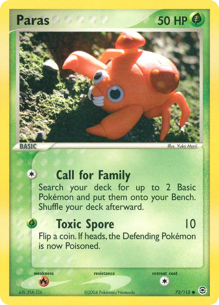 2004 FireRed & LeafGreen Paras Common #072/112 Common card image