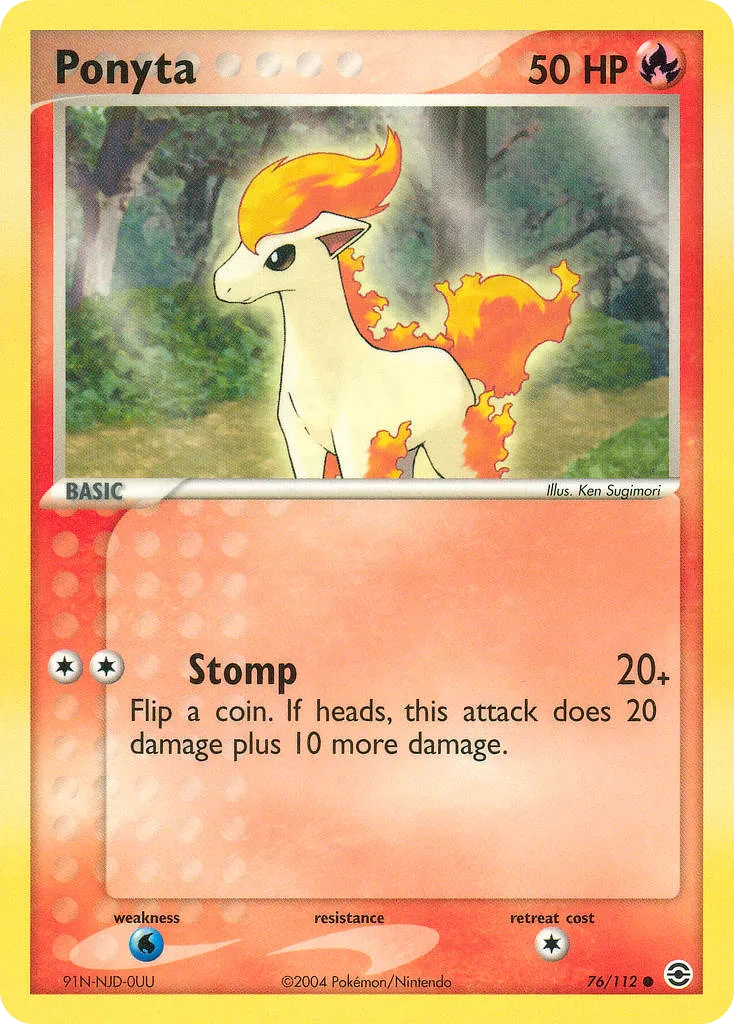 2004 FireRed & LeafGreen Ponyta Common #076/112 Common card image