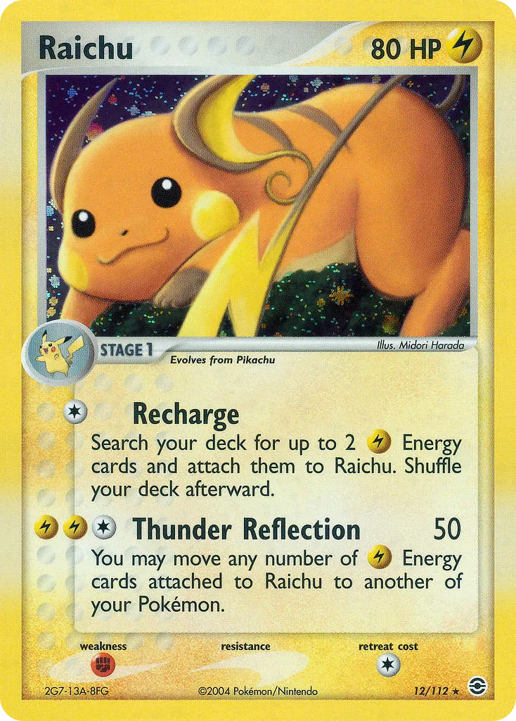 2004 FireRed & LeafGreen Raichu #012/112 Rare Holo card image