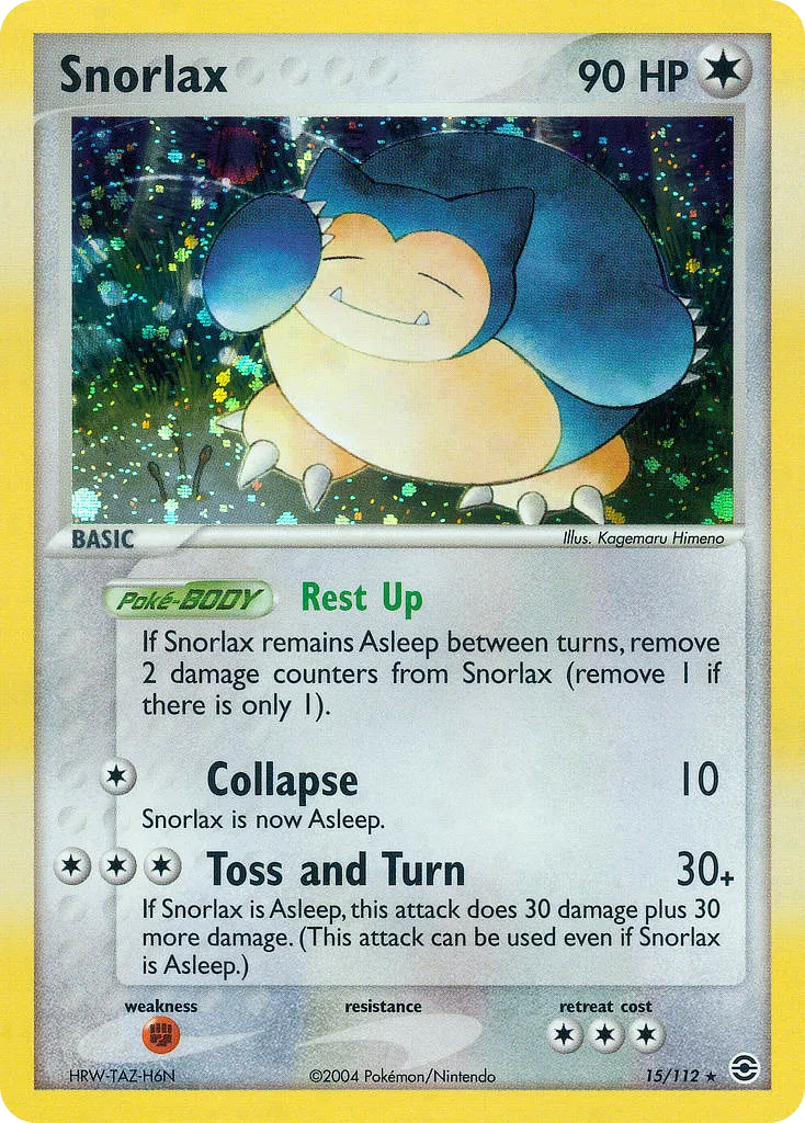 2004 FireRed & LeafGreen Snorlax #015/112 Rare Holo card image