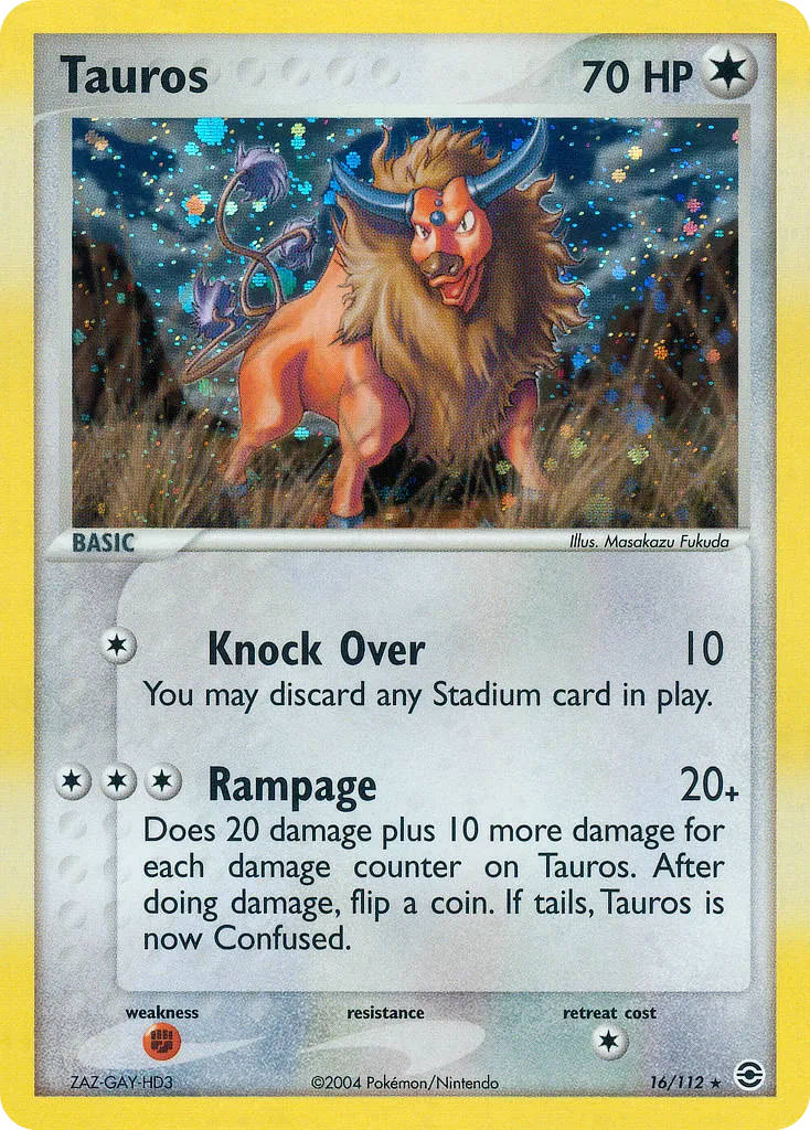 2004 FireRed & LeafGreen Tauros #016/112 Rare Holo card image