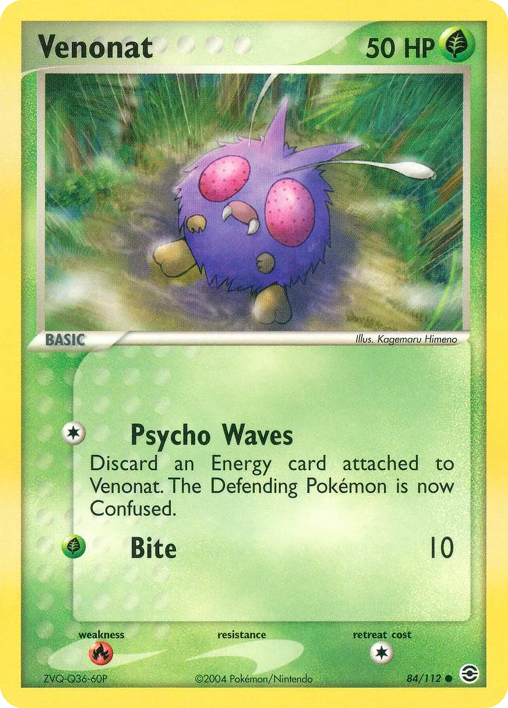 2004 FireRed & LeafGreen Venonat #084/112 Common card image