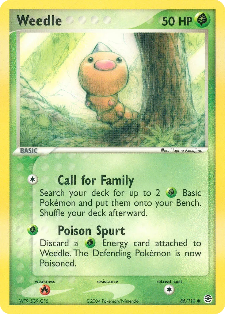 2004 FireRed & LeafGreen Weedle Common #086/112 Common card image