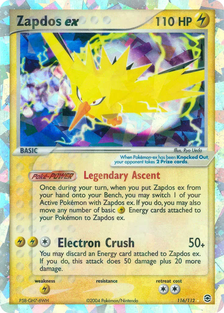 2004 FireRed & LeafGreen Zapdos ex #116/112 Rare Secret card image