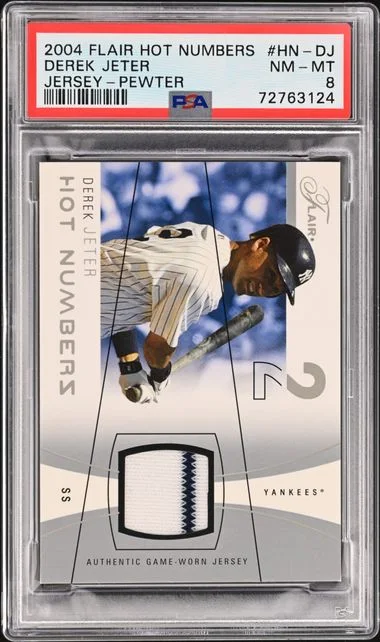 2004 Flair Derek Jeter Hot Numbers Jersey Pewter #HN-DJ card image