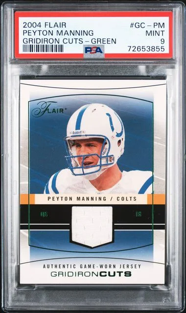 2004 Flair Peyton Manning Gridiron Cuts Green #GC-PM card image