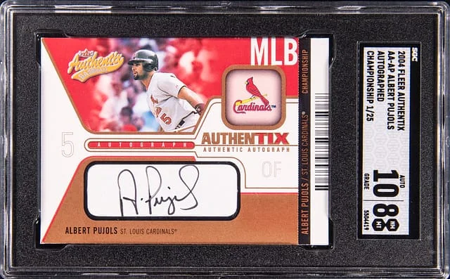 2004 Fleer Authentix Albert Pujols Autographed Championship #AA-AP card image