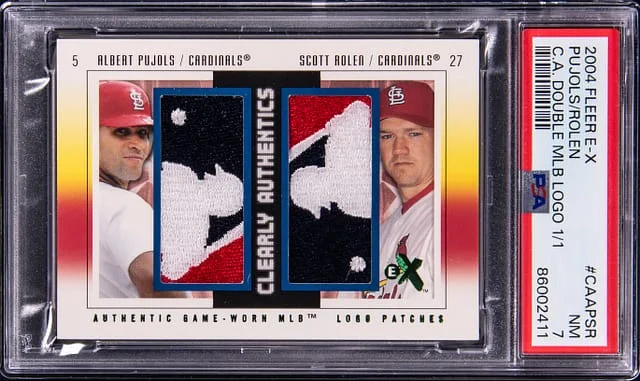 2004 Fleer E-X Albert Pujols/Scott Rolen Game-Used Clearly Authentics Double MLB Logo #CA-AP/SR card image