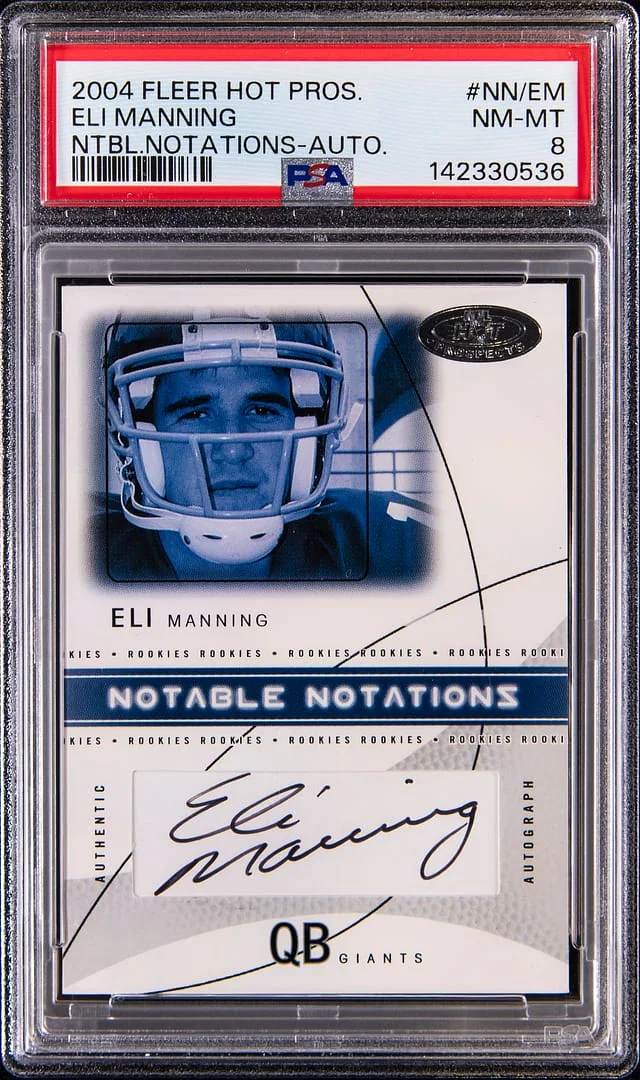 2004 Fleer Eli Manning NFL Hot Prospects Notable Notations Autograph #NN-EM card image