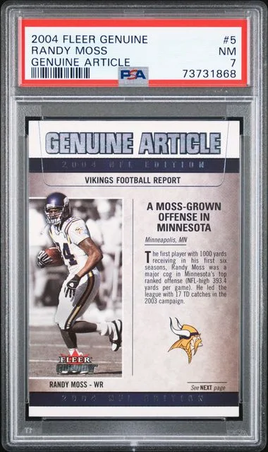 2004 Fleer Genuine Randy Moss Article #5 card image