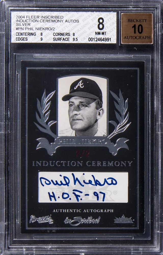 2004 Fleer Phil Niekro Inscribed Induction Ceremony Autograph Silver #ICA-PN card image