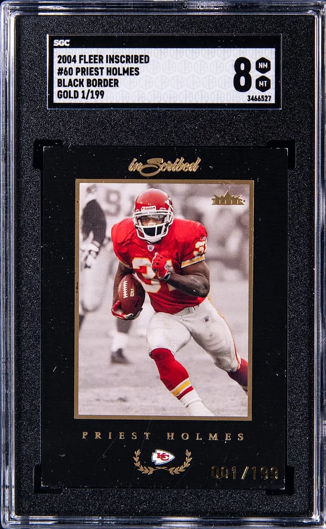 2004 Fleer Priest Holmes Inscribed Black Border Gold #60 card image