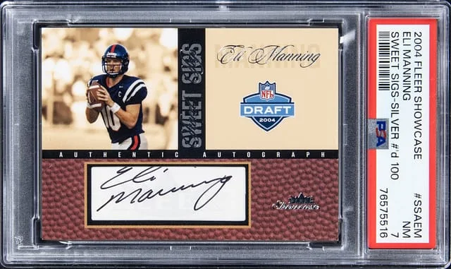 2004 Fleer Showcase Eli Manning Sweet Signatures Silver #SSA-EM card image