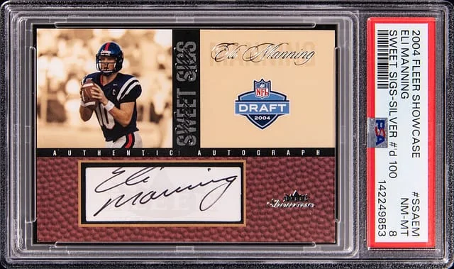 2004 Fleer Showcase Sweet Signatures Silver SSA-EM Eli Manning #no-number card image