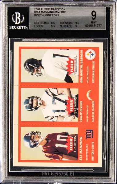 2004 Fleer Tradition Eli Manning, Philip Rivers, Ben Roethlisberger #351 card image
