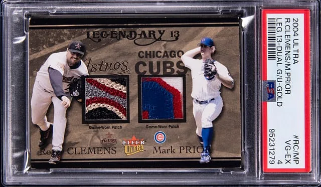 2004 Fleer Ultra Roger Clemens/Mark Prior Dual Legendary 13 Dual Game-Used Gold #L13D-/MP card image