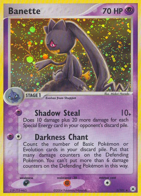 2004 Hidden Legends Banette Rare Holo #001/101 Rare Holo card image