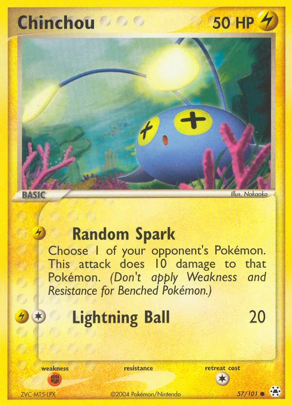 2004 Hidden Legends Chinchou #057/101 Common card image