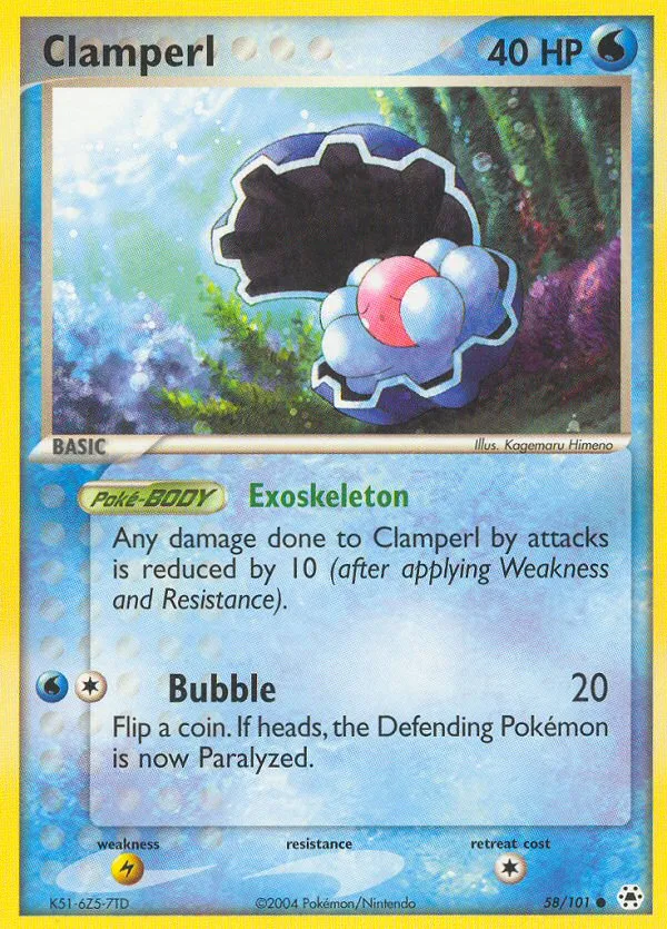 2004 Hidden Legends Clamperl Common #058/101 Common card image