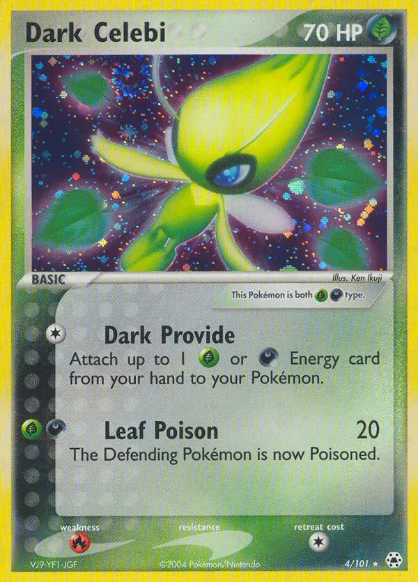 2004 Hidden Legends Dark Celebi #004/101 Rare Holo card image