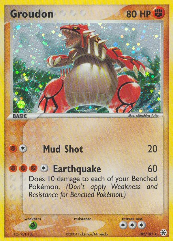 2004 Hidden Legends Groudon Rare Secret #102/101 Rare Secret card image
