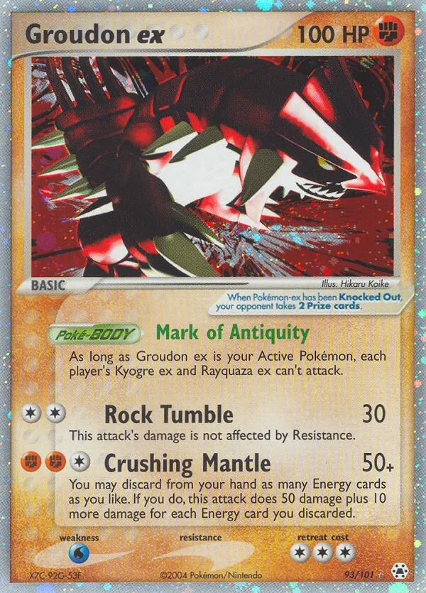2004 Hidden Legends Groudon ex #093/101 Rare Holo EX card image