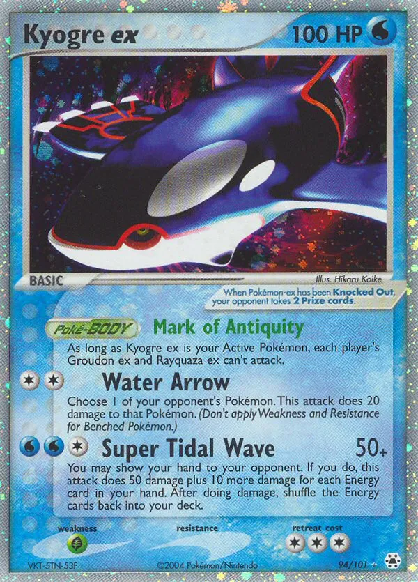 2004 Hidden Legends Kyogre ex #094/101 Rare Holo EX card image