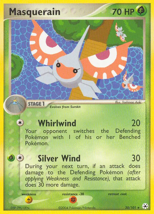 2004 Hidden Legends Masquerain Rare #020/101 Rare card image