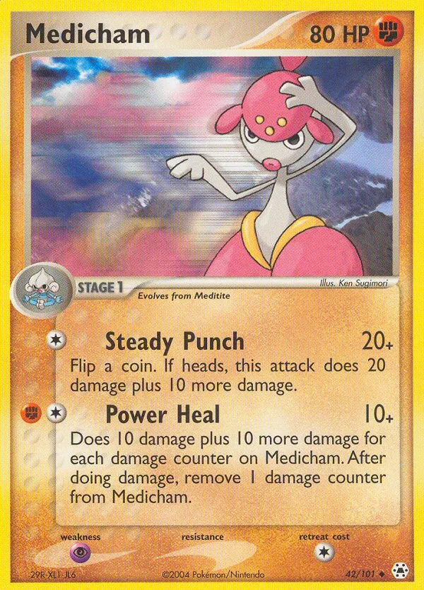 2004 Hidden Legends Medicham Rare Holo #010/101 Rare Holo card image