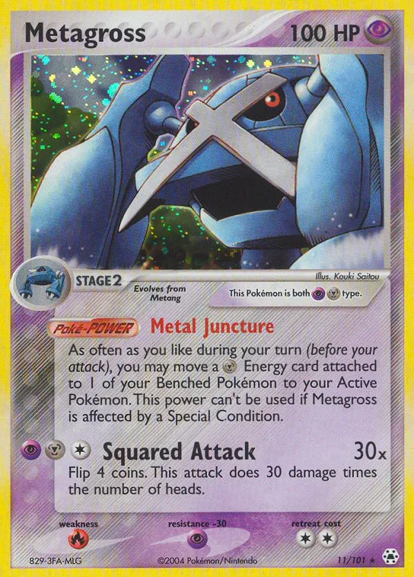 2004 Hidden Legends Metagross #011/101 Rare Holo card image