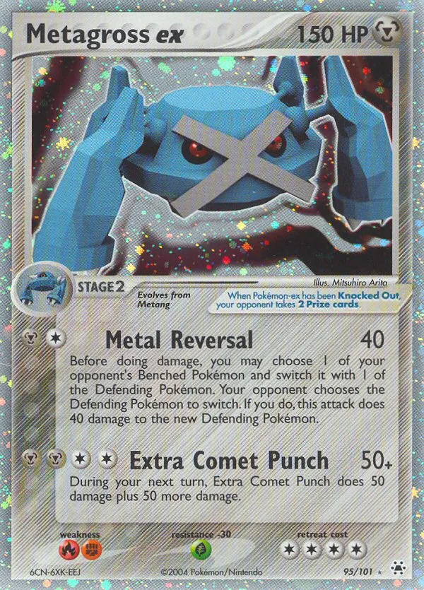 2004 Hidden Legends Metagross ex #095/101 Rare Holo EX card image