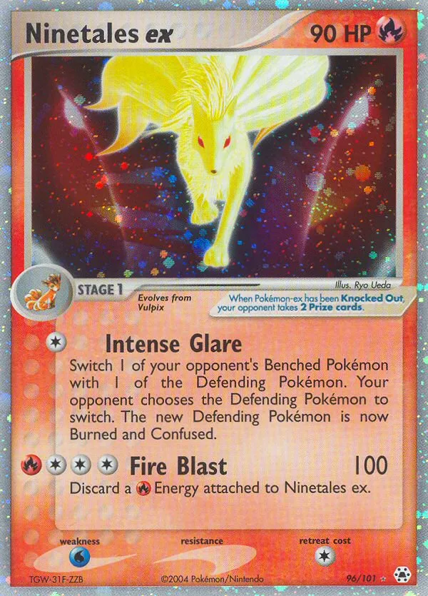 2004 Hidden Legends Ninetales ex #096/101 Rare Holo EX card image