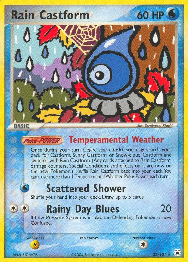 2004 Hidden Legends Rain Castform #023/101 Rare card image