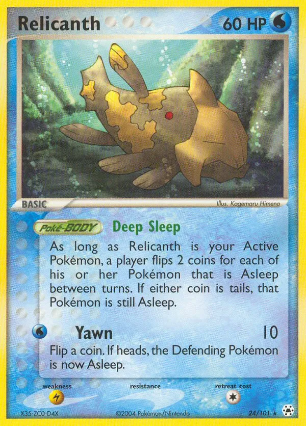 2004 Hidden Legends Relicanth Rare #024/101 Rare card image