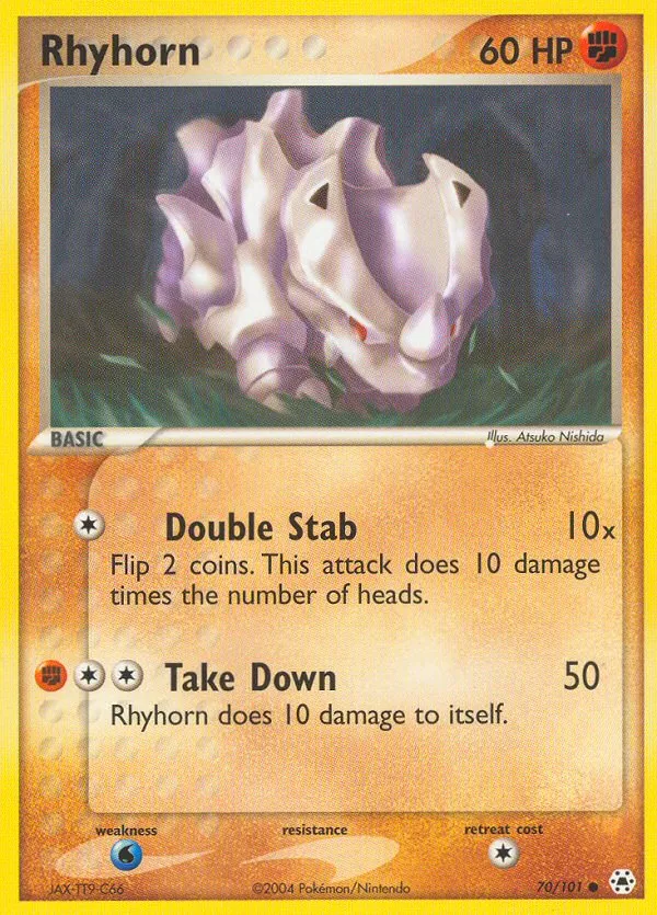 2004 Hidden Legends Rhyhorn Common #070/101 Common card image