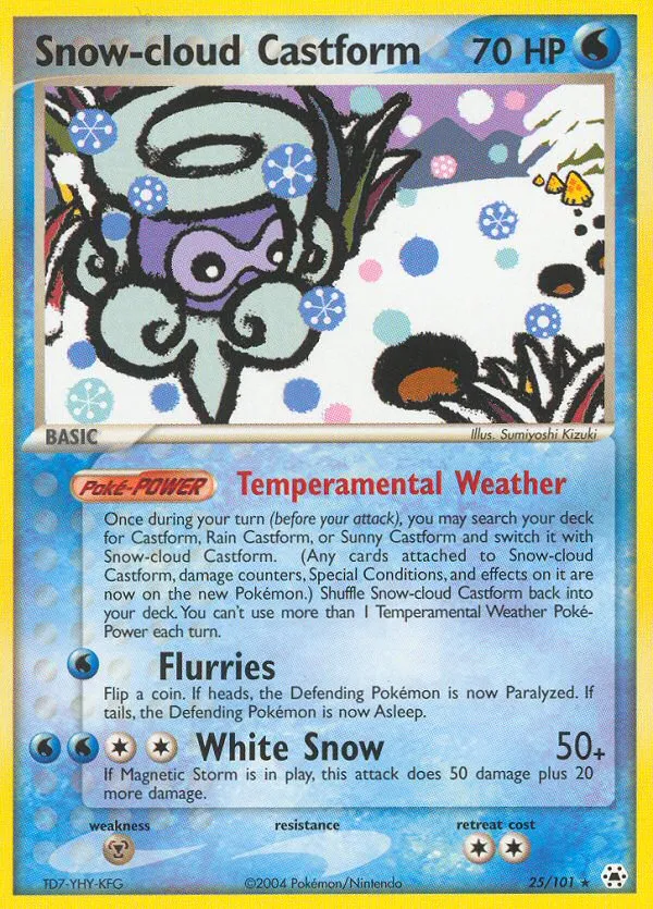 2004 Hidden Legends Snow-cloud Castform Rare #025/101 Rare card image