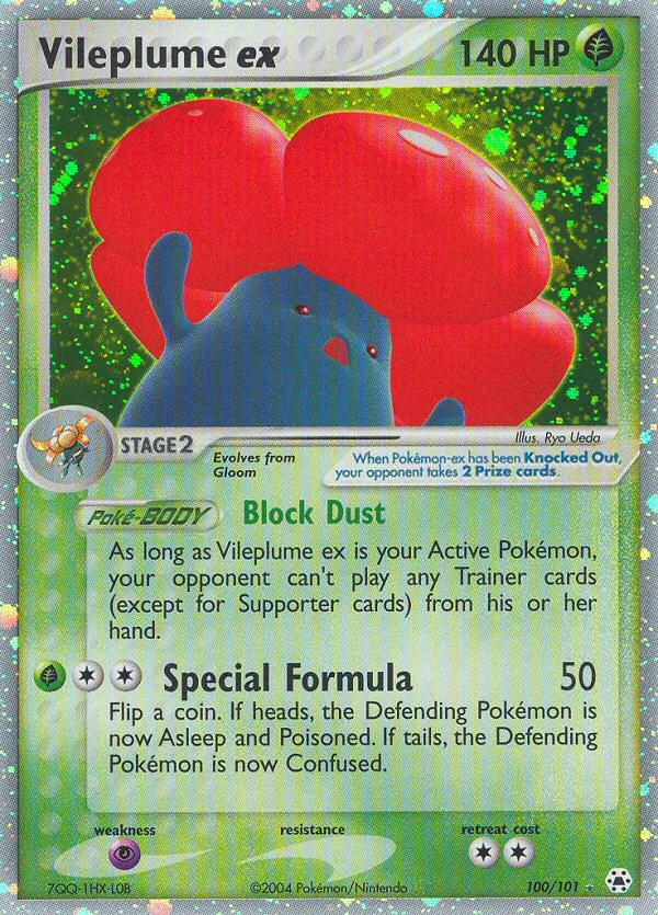 2004 Hidden Legends Vileplume ex Rare Holo EX #100/101 Rare Holo EX card image