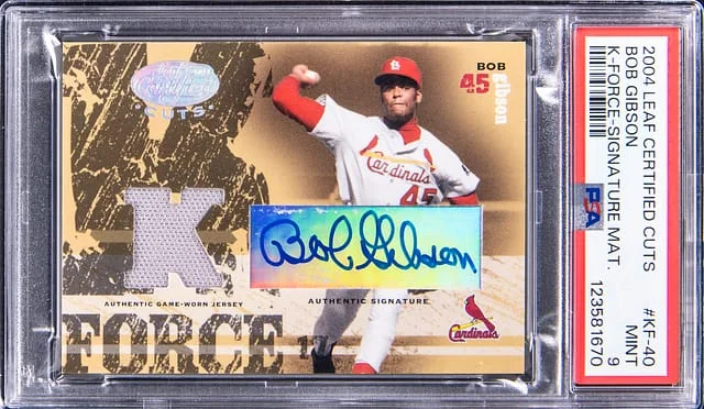 2004 Leaf Certified Bob Gibson Cuts K-Force Signatur Material #KF-40 card image