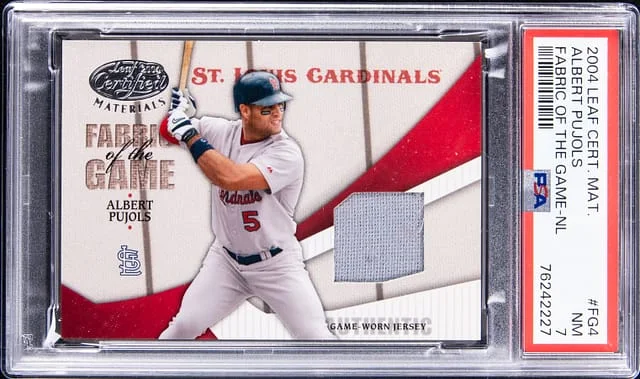 2004 Leaf Certified Materials Albert Pujols Fabric of the Game NL #FG4 card image