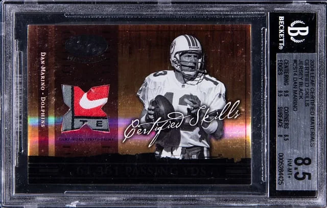 2004 Leaf Certified Materials Dan Marino Certified Skills Jersey Black #CS-14 card image