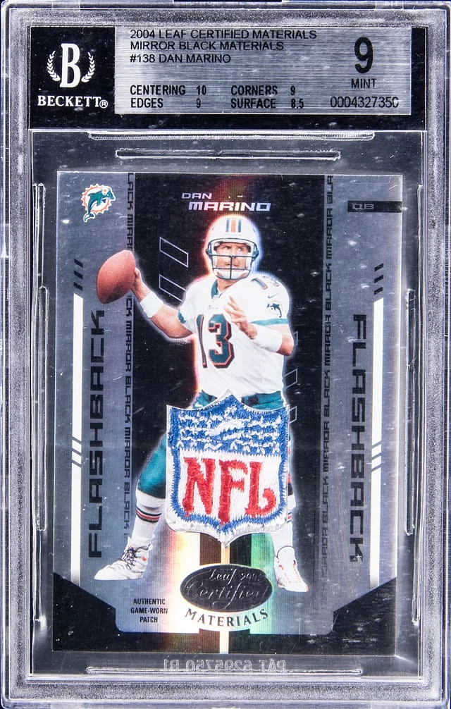 2004 Leaf Certified Materials Dan Marino NFL Shield Mirror Black #138 card image