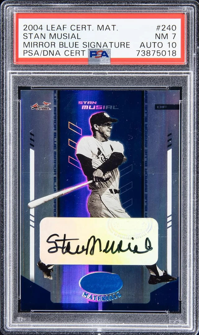 2004 Leaf Certified Materials Stan Musial Mirror Blue Signature #240 card image