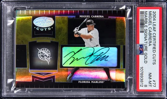 2004 Leaf Certified Miguel Cabrera Cuts Marble Signature Gold #77 card image