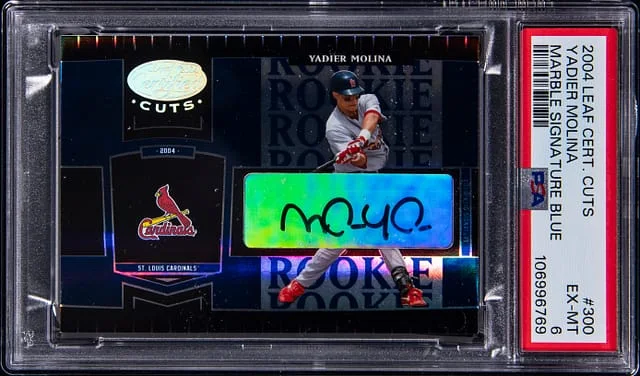 2004 Leaf Certified Yadier Molina Cuts Autograph #300 card image