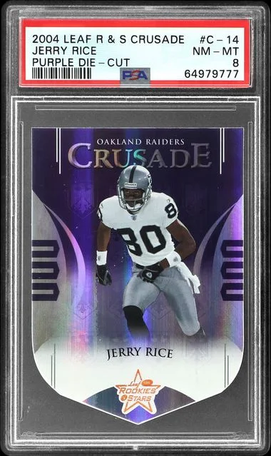 2004 Leaf Rookies & Stars Jerry Rice Crusade Green Die-Cut #C-14 card image
