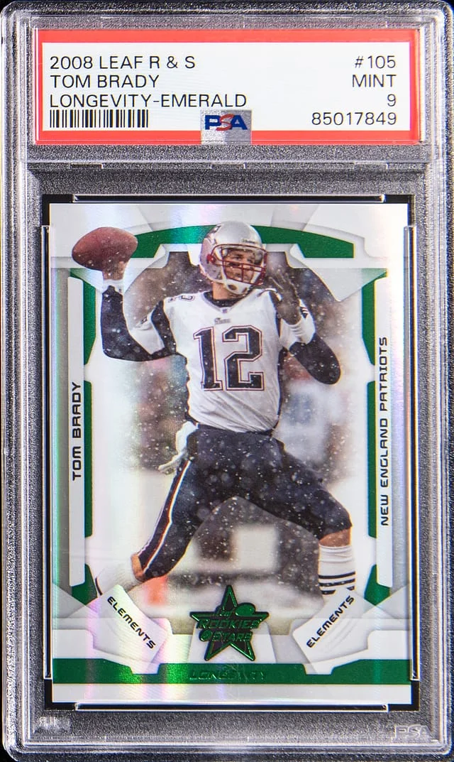 2004 Leaf Rookies & Stars Tom Brady Longevity Emerald #105 card image