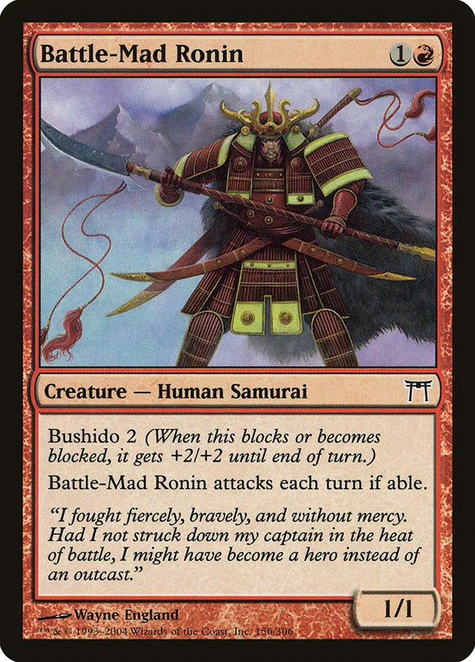 2004 Champions of Kamigawa Battle-Mad Ronin #156 common card image