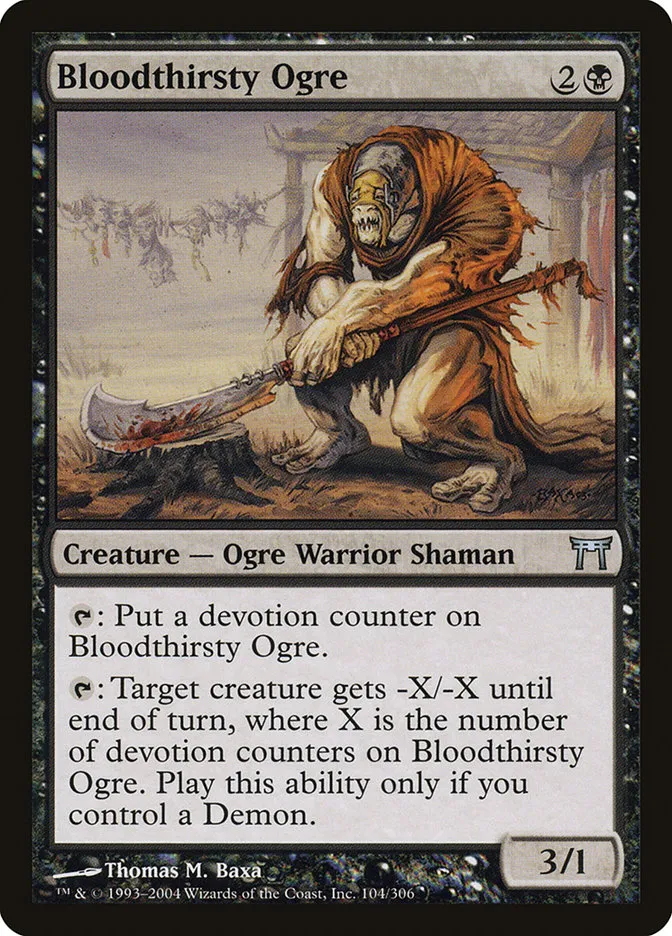 2004 Champions of Kamigawa Bloodthirsty Ogre #104 uncommon card image