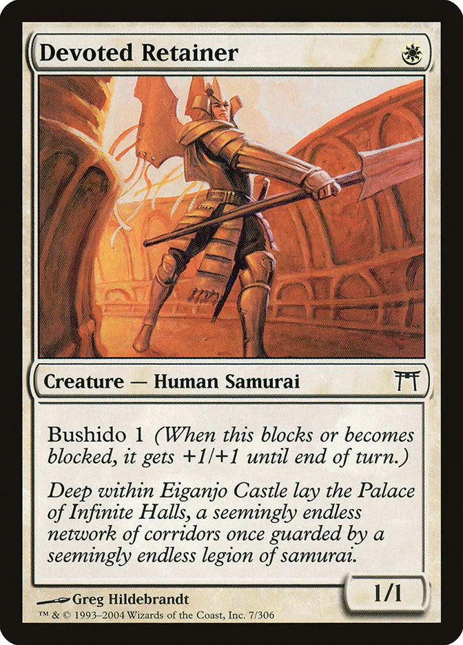 2004 Champions of Kamigawa Devoted Retainer common #7 common card image