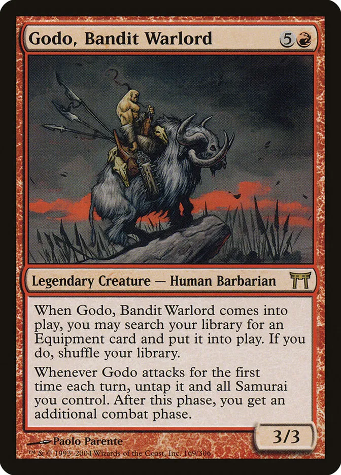 2004 Champions of Kamigawa Godo, Bandit Warlord #169 rare card image